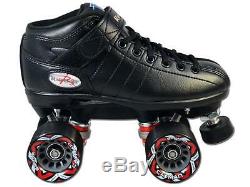 NEW Riedell R3 Black Outdoor Quad Roller Speed Skates with Trailblazer Wheels