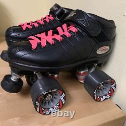 NEW Riedell R3 Black Quad Roller Derby Speed Skates! Cayman Size 3