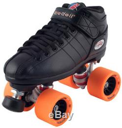 NEW! Riedell R3 Demon EDM Quad Roller Derby Speed Skates Black with Orange EDM