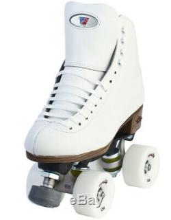 New Riedell 120 Raven Indoor Artistic Roller Skates White sz 8.5 Wide $280 value