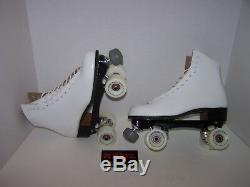 New Riedell 120 White Custom Leather Roller Skates Ladies 10