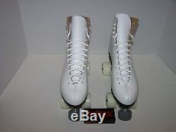 New Riedell 120 White Custom Leather Roller Skates Ladies 10