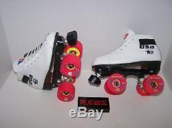 New Riedell 122 Custom Leather Roller Skates Girls Youth Size 3