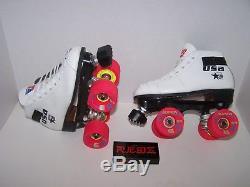New Riedell 122 Custom Leather Roller Skates Girls Youth Size 3
