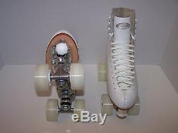 New Riedell 220 White Custom Leather Roller Skates Ladies 6