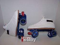 New Riedell 595 Powertrac Custom Leather Roller Skates Mens Size 10.5