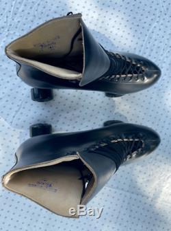 New Riedell Custom Indoor/Outdoor Rollerskates Black Leather Mens 15 Vintage Vtg