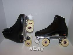 New Riedell F117 Black Custom Leather Roller Skates Men's Size 8
