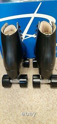New! Riedell Rhythm Artistic Black Roller Skates Mens Size 10 with Riva Wheels
