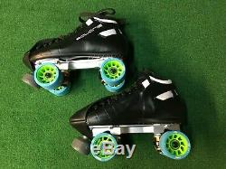 New Riedell Solaris Black Quad Roller Skate Size 6.5 C/aa Reactor Neo Plate