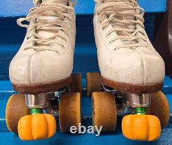 Quad Roller Skates RIEDELL 297 Atlas Plates Powell Bones Wheels Womens 5.5 White