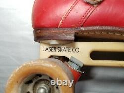 RARE! Vintage Riedell Red Wing Roller Skates w Laser Skate Co Plates Size SM