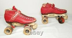 RARE! Vintage Riedell Red Wing Roller Skates w Laser Skate Co Plates Size SM