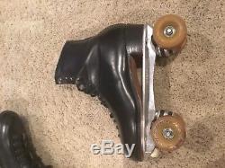 RIEDELL 10 W black leather roller quad skates Mens Sure Grip Artistic Bones
