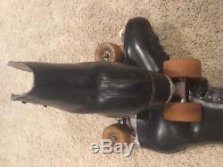 RIEDELL 10 W black leather roller quad skates Mens Sure Grip Artistic Bones