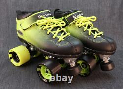 RIEDELL Dart Youth Neon Green Indoor Outdoor Roller Skates Size 4 62mm Wheels