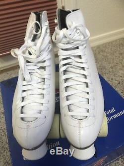 RIEDELL F-121 White Indoor Quad ROLLER SKATES 8 M All Original Parts ONE OWNER