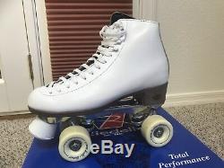 RIEDELL F-121 White Indoor Quad ROLLER SKATES 8 M All Original Parts ONE OWNER