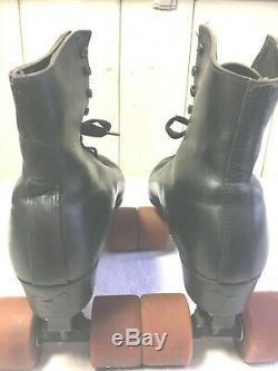 RIEDELL LEATHER BOOT SKATES Size 10 Professional Satellite Frame Plates VERYGOOD