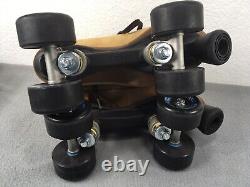 RIEDELL ROLLER SKATES Size 6 TAN LEATHER USA Power Dyne Zen Excellent Condition
