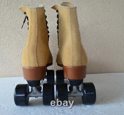 RIEDELL Tan Suede Leather ROLLER SKATES Women's size 10 M Made in USA