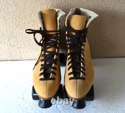 RIEDELL Tan Suede Leather ROLLER SKATES Women's size 10 M Made in USA