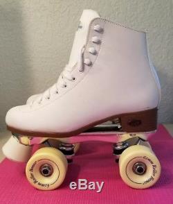 RIEDELL White Indoor ROLLER SKATES Size 6 All Original Parts