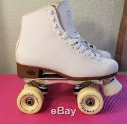 RIEDELL White Indoor ROLLER SKATES Size 6 All Original Parts