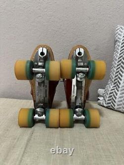 Rare Red Riedell RS-1000 Vanguard Green line Fan jets Size 7 Matching Red Hubs