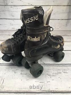 Rare Riedell Classic Brown/Black Leather Chicago Roller skate Co Sz 8 M 9 KO