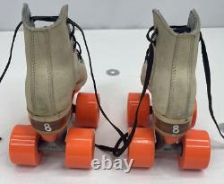 Reidell Tan Leather Indoor Rink Roller Skates Youth Kid Childrens Sz 8