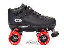 Ridell Dart Quad Roller Derby Speed Skates Black with Red Wheels & 2 pair of Laces