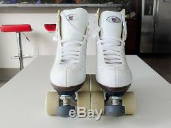 Riedell 111 Angel with Fame wheels Artistic Roller Skates Size 7 White