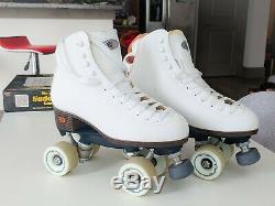 Riedell 111 Angel with Fame wheels Artistic Roller Skates Size 7 White