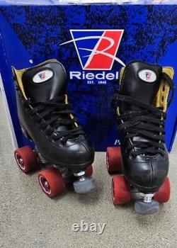 Riedell 111 BR Black Artistic Rhythm Roller Quad Leather Skates Men Youth 2