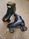 Riedell 111 Black Leather Indoor Roller Skates Size 8 Mens Rollerbones Wheels