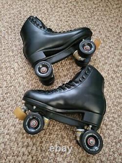 Riedell 111 Black Leather Indoor Roller Skates Size 8 Mens Rollerbones Wheels