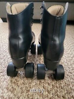 Riedell 111 Black Leather Indoor Roller Skates Size 8 Mens Rollerbones Wheels