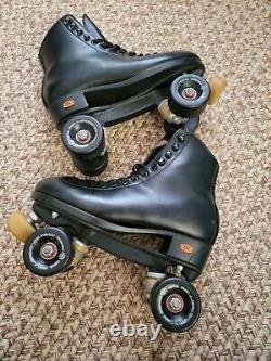 Riedell 111 Black Leather Indoor Roller Skates Size 8 Mens Rollerbones Wheels