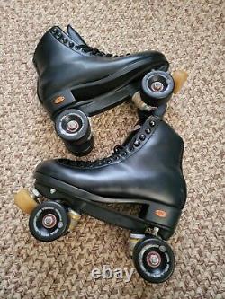 Riedell 111 Black Leather Indoor Roller Skates Size 8 Mens Rollerbones Wheels