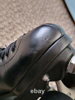 Riedell 111 Black Leather Indoor Roller Skates Size 8 Mens Rollerbones Wheels