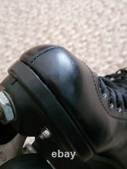 Riedell 111 Black Leather Indoor Roller Skates Size 8 Mens Rollerbones Wheels