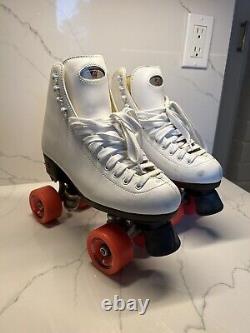 Riedell 111 Roller Skates Outdoor White w Orange Zen Wheels Women's Size 8