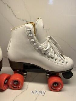 Riedell 111 Roller Skates Outdoor White w Orange Zen Wheels Women's Size 8