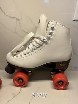 Riedell 111 Roller Skates Outdoor White w Orange Zen Wheels Women's Size 8