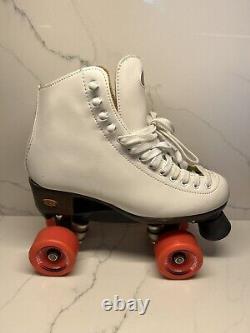 Riedell 111 Roller Skates Outdoor White w Orange Zen Wheels Women's Size 8