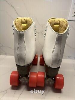 Riedell 111 Roller Skates Outdoor White w Orange Zen Wheels Women's Size 8