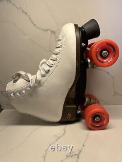 Riedell 111 Roller Skates Outdoor White w Orange Zen Wheels Women's Size 8