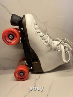 Riedell 111 Roller Skates Outdoor White w Orange Zen Wheels Women's Size 8