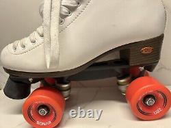 Riedell 111 Roller Skates Outdoor White w Orange Zen Wheels Women's Size 8